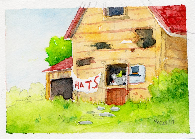 Hat Mouse watercolor illustration Stardew Valley watercolor Farm Nintendo print Cute Game Video Game print Gamer wall art watercolor print image 1