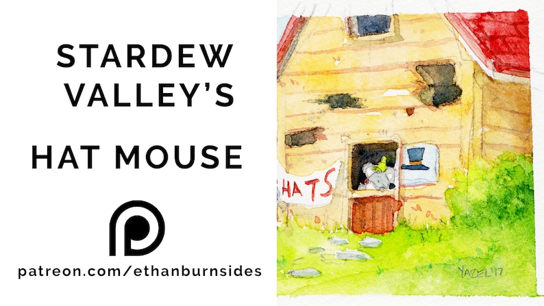 Hat Mouse watercolor illustration Stardew Valley watercolor Farm Nintendo print Cute Game Video Game print Gamer wall art watercolor print image 7