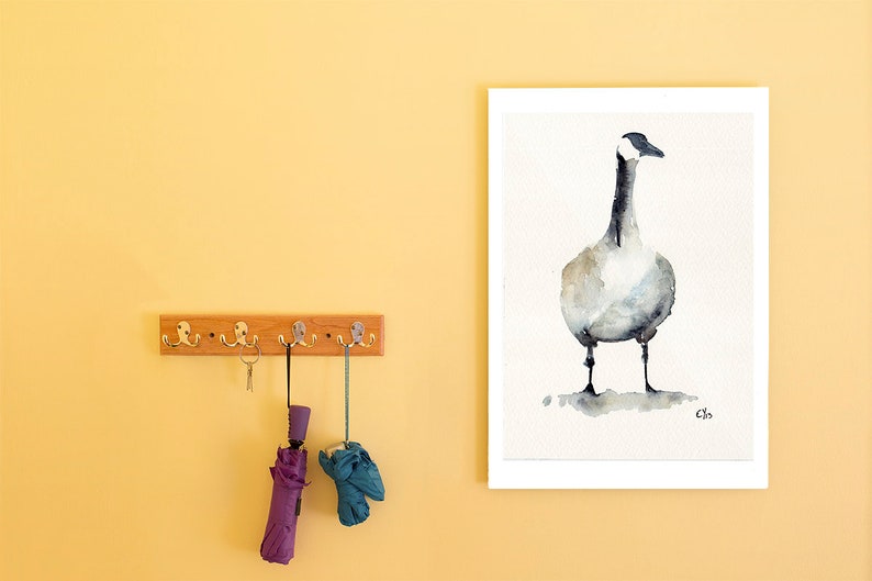 Goose Fine Art Canda Geese Ornithology Painting Watercolor Bird art Print of goose gosling Nature wall art Wildlife paintings Nest Egg image 1