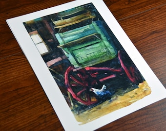 Wandering Hen- watercolor Chicken Painting Rooster Art Chicken watercolor Farm barn chicken print kitchen farmhouse art chickens homestead