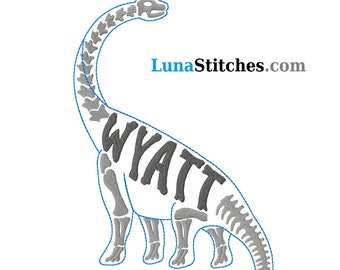 Long Neck Dinosaur Dino Personalized Fill Embroidery Design  INSTANT DOWNLOAD