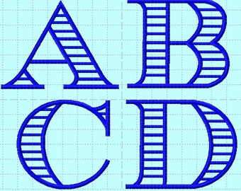 Stripes Font Set in 3 sizes Embroidery Designs INSTANT DOWNLOAD