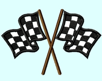 Embroidery Design Race Car Flags APPLIQUE Embroidery Design 4 sizes Daytona Racing Flag Checkered INSTANT DOWNLOAD