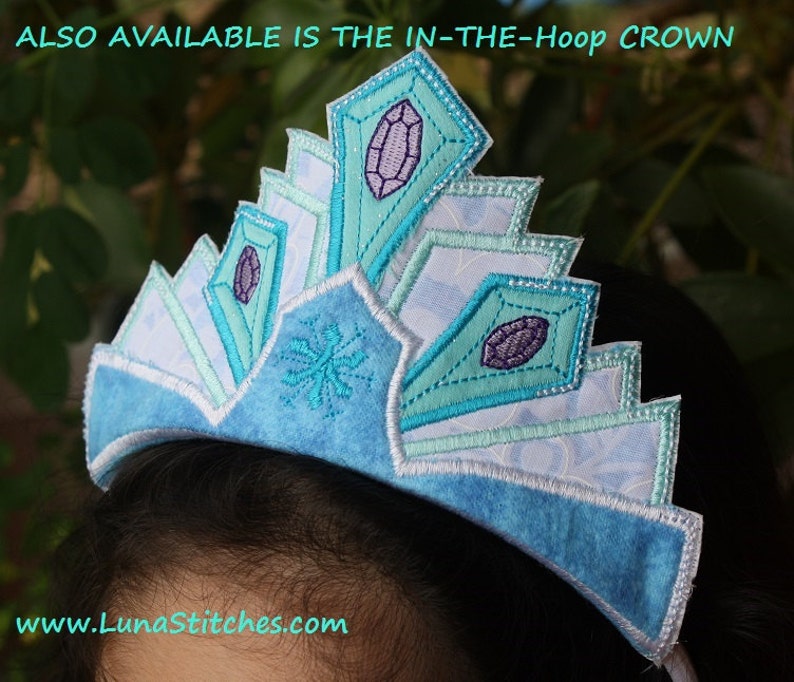 Snow Queen Mask In The Hoop Embroidery Applique Design 2 sizes for hoops 5x7 or larger INSTANT Download image 3