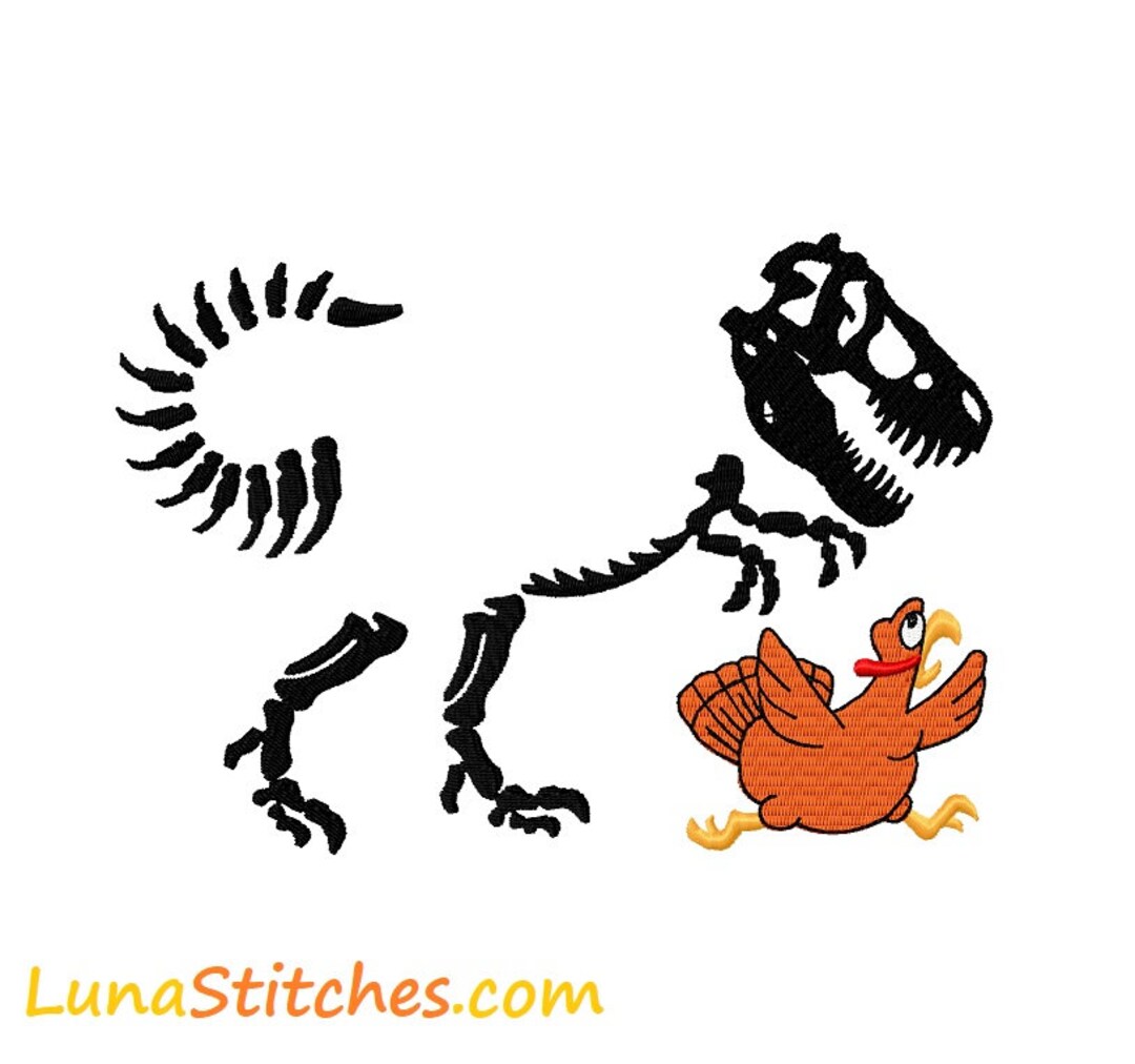FRAME Turkey and T-rex Dinosaur Dino Skeleton Bones Fill Embroidery ...