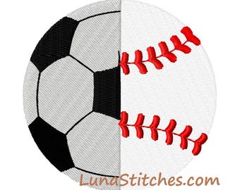 Soccer and Baseball Halves Fill Embroidery Design INSTANT DOWNLOAD