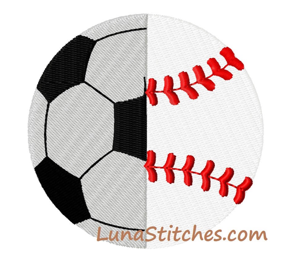 Soccer and Baseball Halves Fill Embroidery Design INSTANT DOWNLOAD