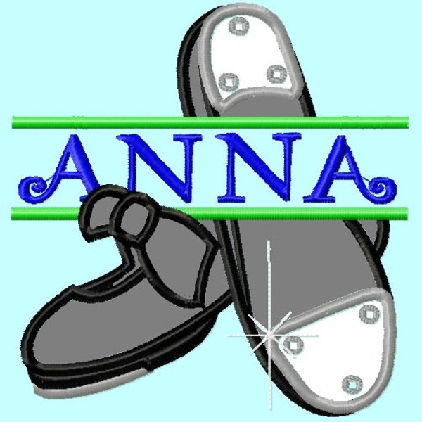 Split Tap Shoes APPLIQUE Embroidery Designs 4 sizes  INSTANT DOWNLOAD