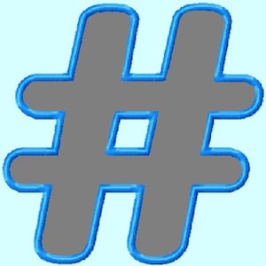 Può includere: Un simbolo di hashtag grigio con un contorno blu. L'hashtag è un simbolo popolare utilizzato sui social media.
