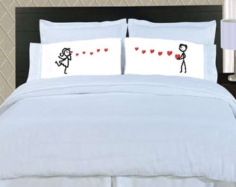Stick People Couple LOVE Heart Embroidery Design 2 tailles chaque INSTANT Télécharger