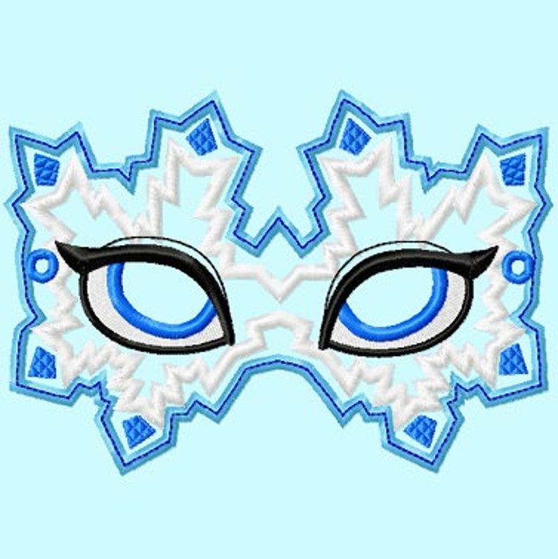 Snow Queen Mask In The Hoop Embroidery Applique Design 2 sizes for hoops 5x7 or larger INSTANT Download image 2