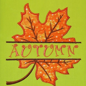 Split  Autumn Leaf Applique Embroidery Design INSTANT DOWNLOAD