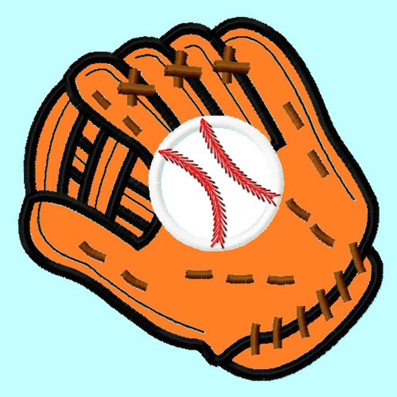 Baseball or Softball Glove and Ball Applique Embroidery Design Etsy