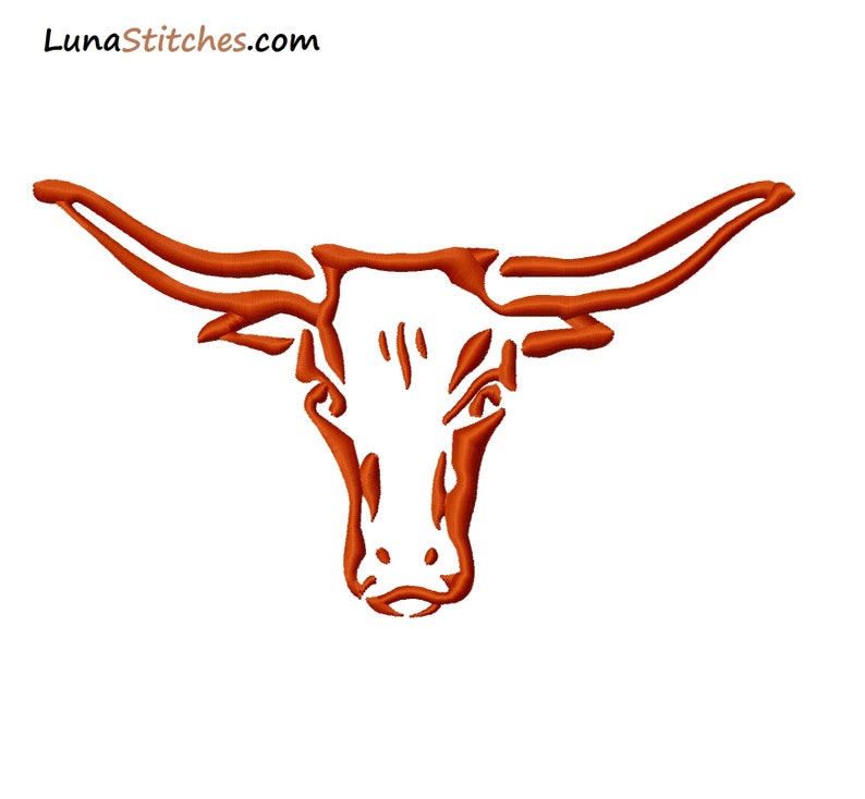 Longhorn Embroidery Designs 3 sizes INSTANT DOWNLOAD image 1