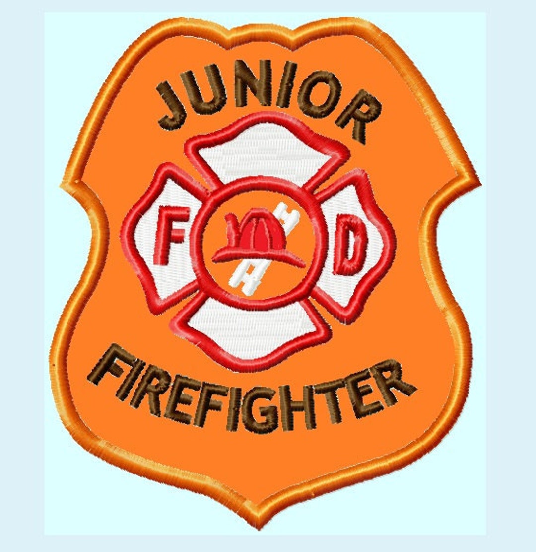 Fire Department Junior Firefighter Badge APPLIQUE Embroidery Designs