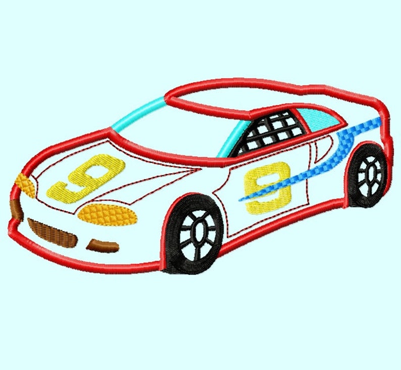 Red Race Car APPLIQUE Embroidery Design 3 Sizes INSTANT Etsy