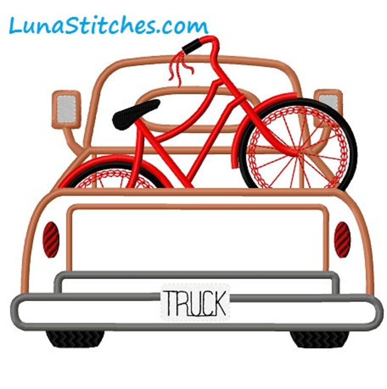 Bicycle in Truck APPLIQUE and Fill Embroidery Design 3 sizes each INSTANT DOWNLOAD image 3