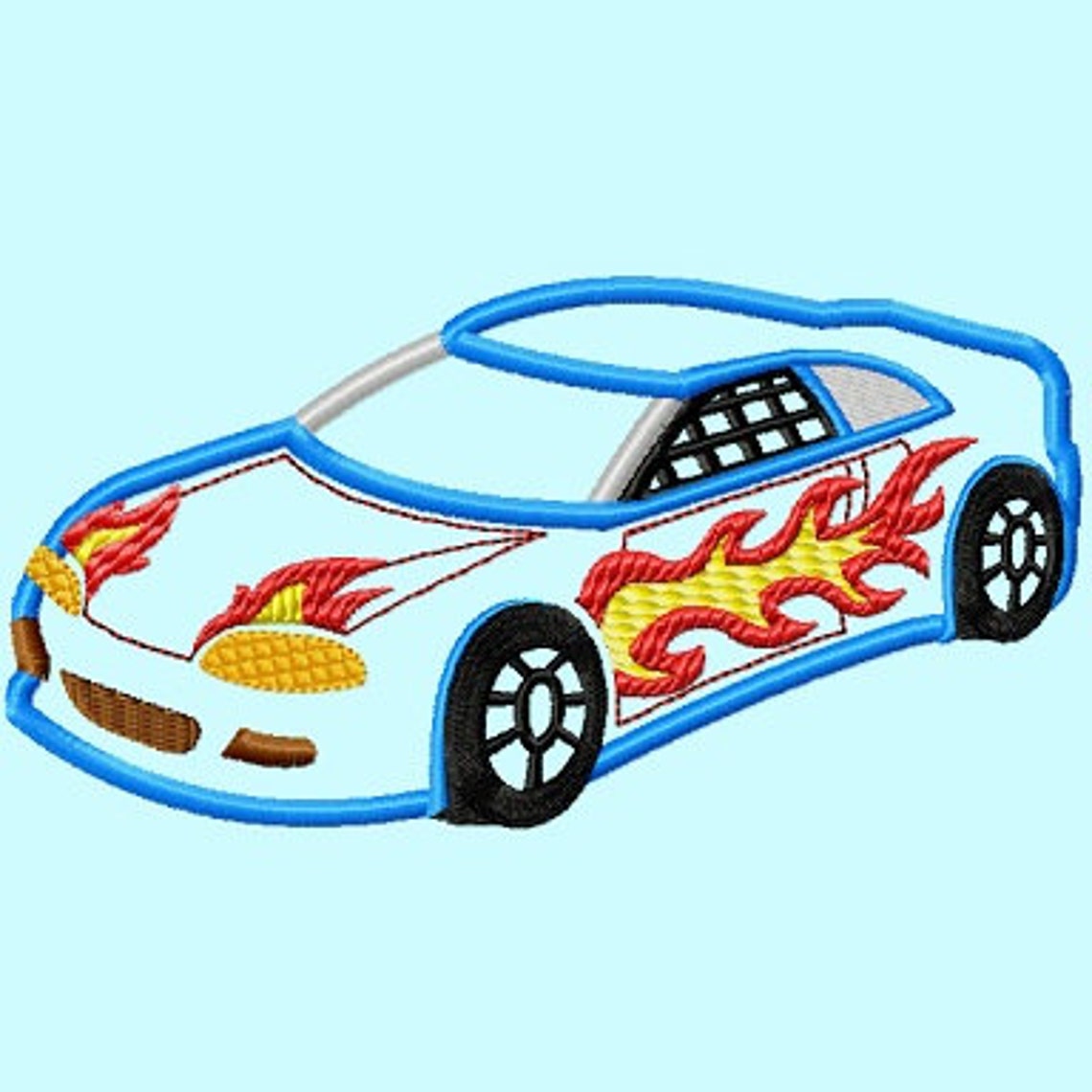 Car And Fire Embroidery Car And Fire Embroidery