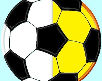 Soccer Divided 2 color Ball , Applique Embroidery Design,  4 sizes  INSTANT DOWNLOAD