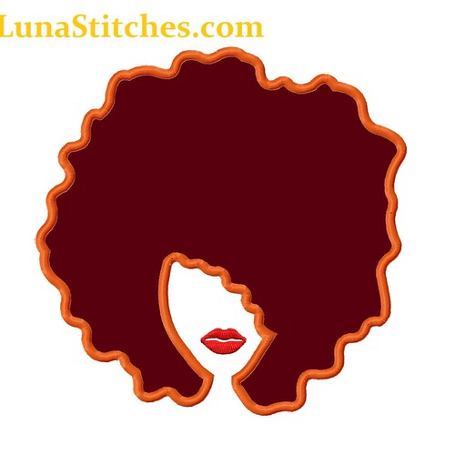 Woman With Afro Hair Applique Embroidery Designs 3 Sizes Etsy