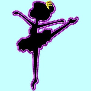 Ballerina with Tiara Outline Applique Embroidery Design    INSTANT DOWNLOAD