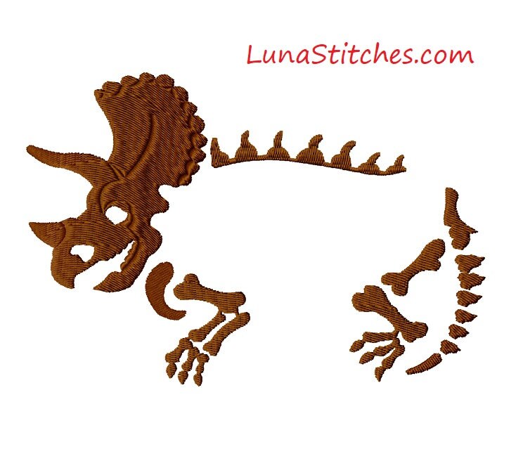 FRAME Triceratops Dinosaur Dino Skeleton Bones Fill Embroidery Design ...