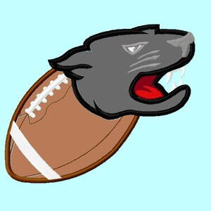 Panther or Puma on Football Applique Embroidery Designs 4 sizes,  2nd version   INSTANT DOWNLOAD