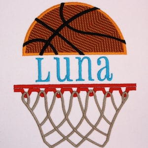 Split Basketball and Net, Applique Embroidery Design INSTANT DOWNLOAD image 1