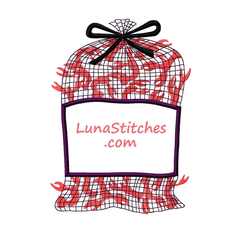 Bag of Crawfish crabs lobsters filled Embroidery Designs INSTANT DOWNLOAD image 2