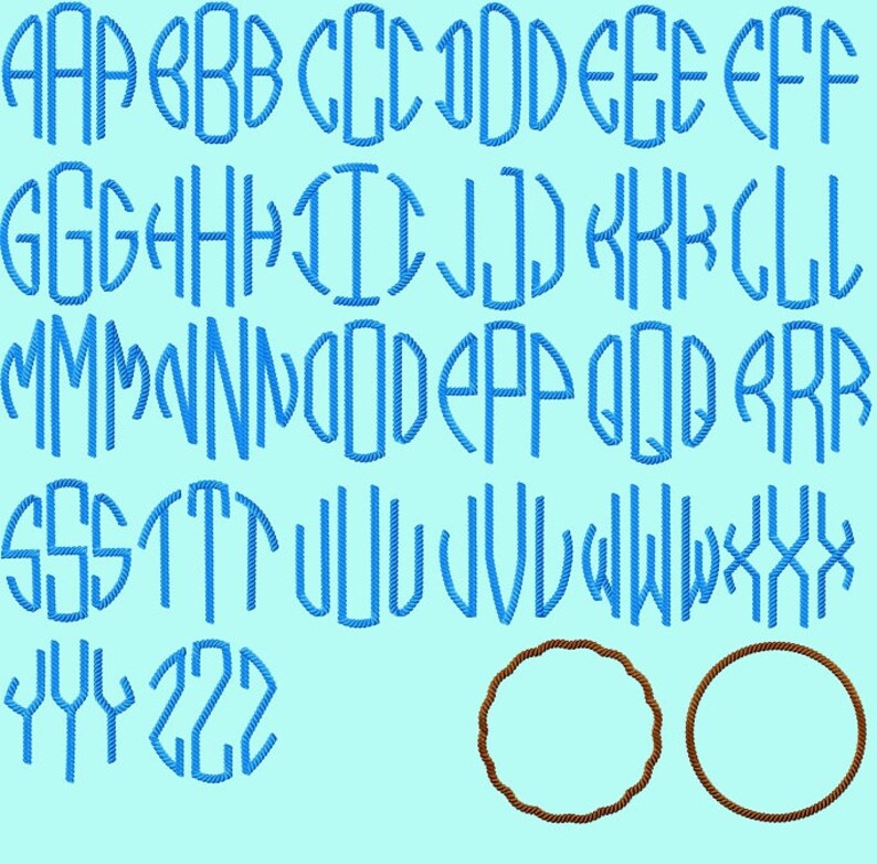 Rope Monogram Font Sets Designs INSTANT DOWNLOAD Plus Bonus Etsy
