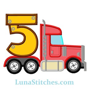 Número lateral do caminhão resistente cinco 5 APPLIQUE bordado design 3 tamanhos DOWNLOAD INSTANTÂNEO