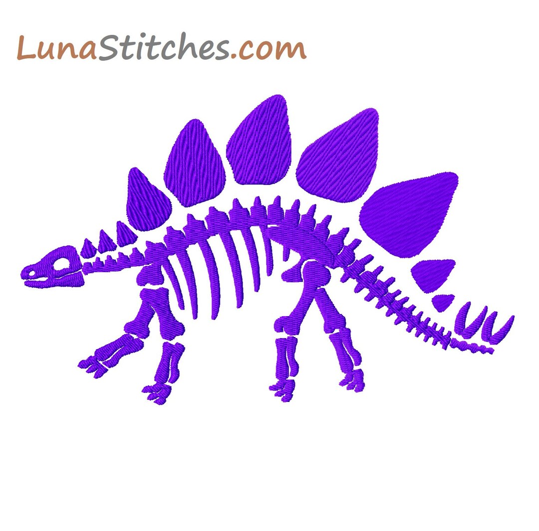 Stegosaurus Dinosaur Dino Skeleton Bones Fill Embroidery Design 5 Sizes ...
