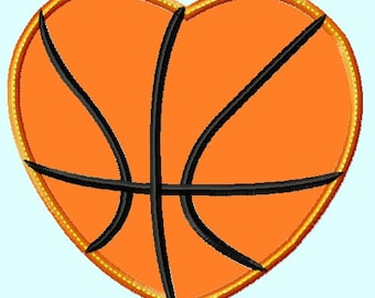 Basketball Heart APPLIQUE Embroidery Designs 3 sizes INSTANT Download