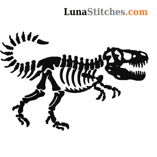 T-Rex Dinosaur Dino Skeleton Bones Fill Embroidery Design