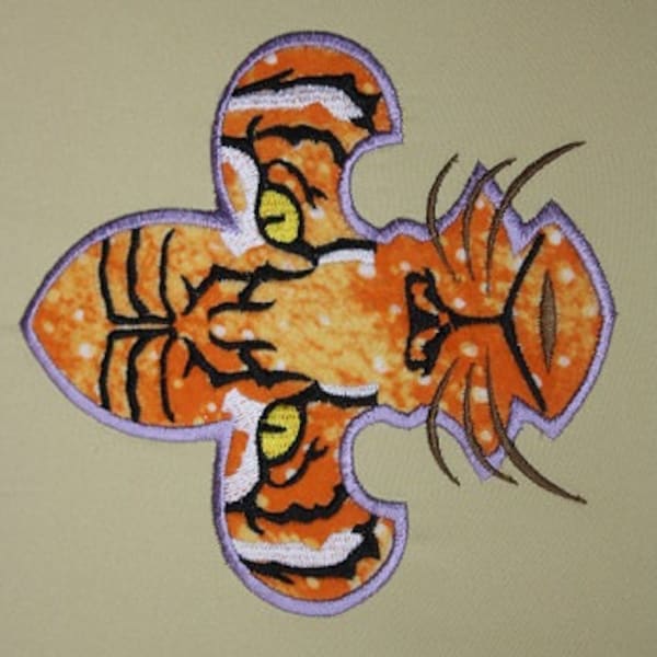 Fleur de Lis Tiger Applique Embroidery Designs 3 sizes INSTANT DOWNLOAD