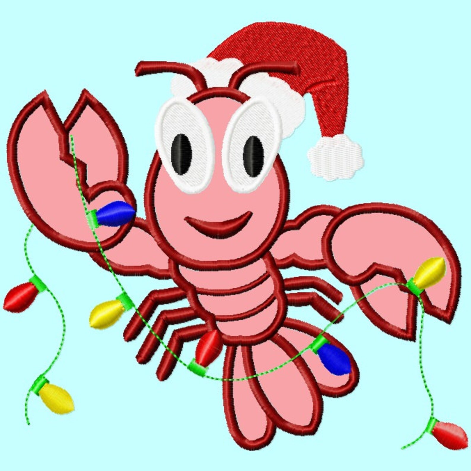 Crawfish or Lobster Santa Hat and Christmas Lights APPLIQUE Etsy