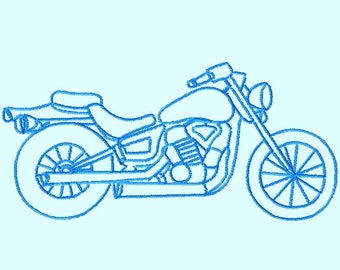 Motorcycle Sketch Embroidery Designs 3 sizes  INSTANT DOWNLOAD