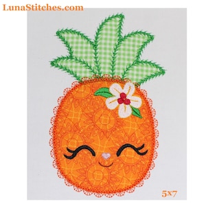 Cute Pineapple APPLIQUE Embroidery Design 4 sizes each  INSTANT DOWNLOAD