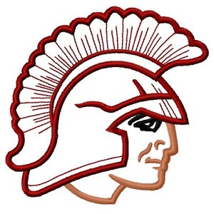 Trojan Mascot Head Red Applique Embroidery Designs 4 Sizes, Hoops 4x4 ...