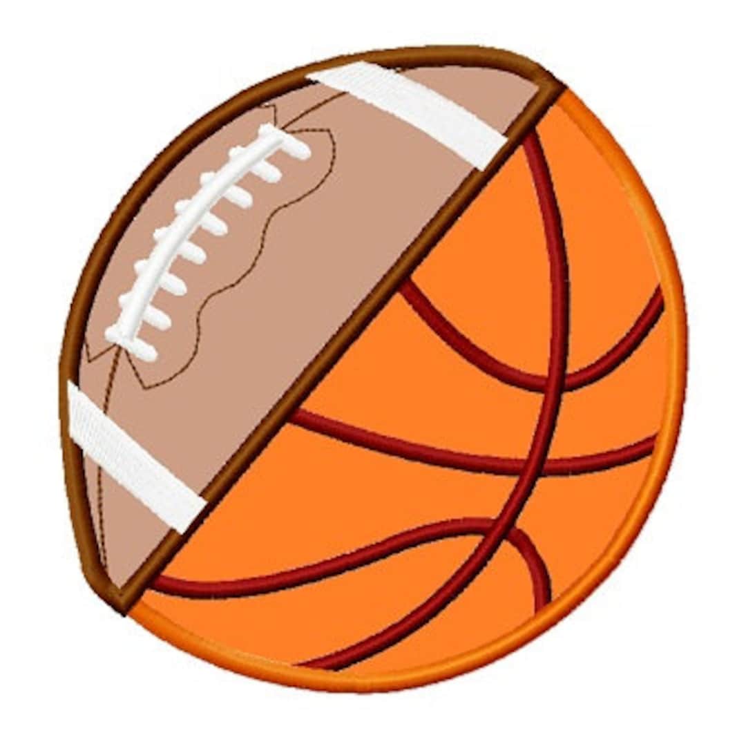Football and Basketball Together Applique Embroidery Design INSTANT