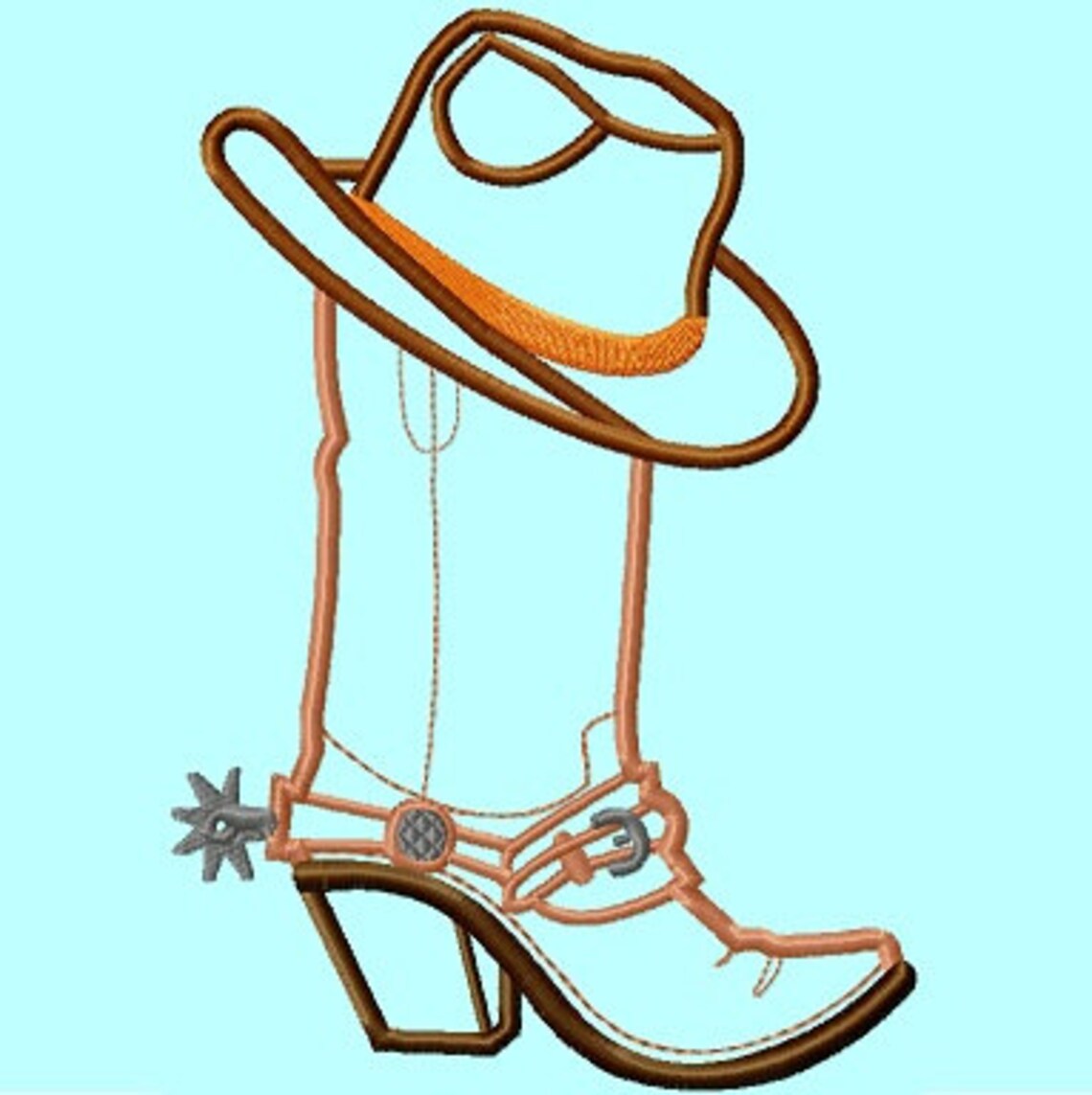 Cowboy Boots and Hat APPLIQUE Embroidery Design INSTANT Etsy