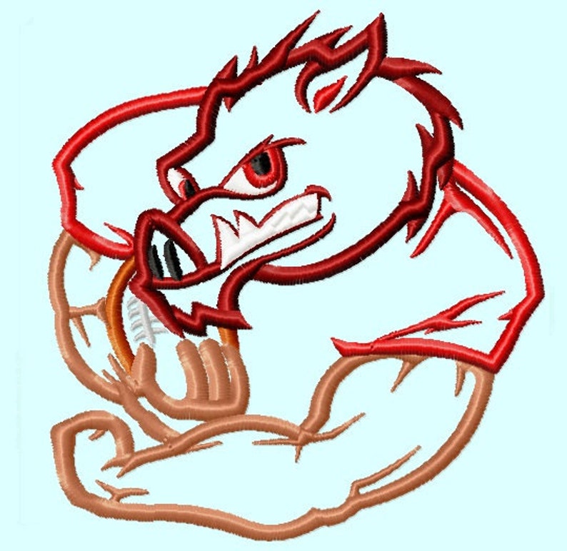 Wild Hog Football player Applique Embroidery Design Instant Download image 2