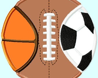 Tout dans un ballon, football, football, basket-ball, Applique broderie Design, 3 tailles