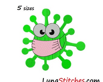 Virus with Mask Fill Embroidery Designs / 5 sizes     INSTANT DOWNLOAD