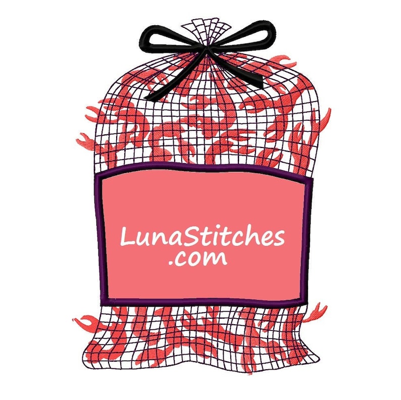Bag of Crawfish crabs lobsters filled Embroidery Designs INSTANT DOWNLOAD image 1