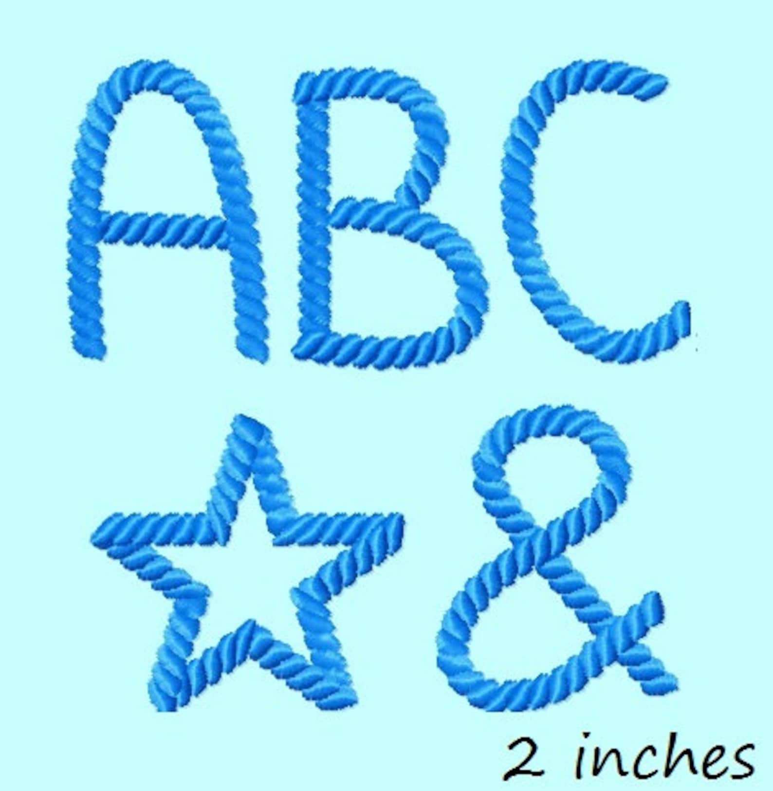 Rope Font Set in 3 Sizes Embroidery Designs INSTANT DOWNLOAD Includes BX Files Plus Bonus