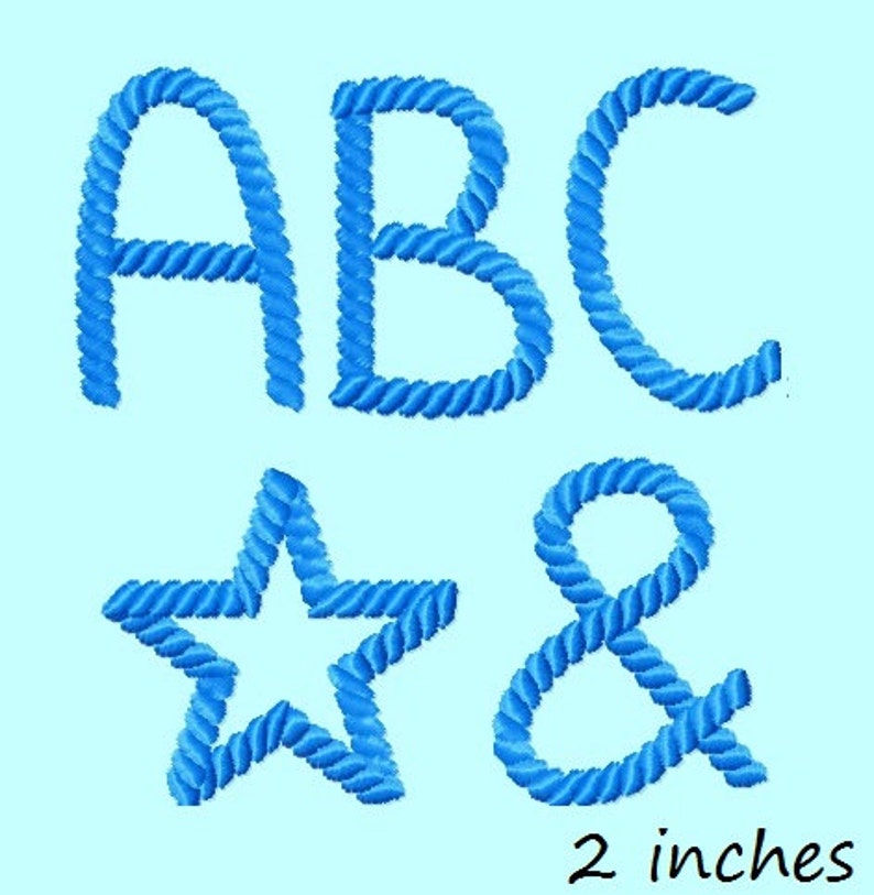Rope Font Set in 3 Sizes Embroidery Designs INSTANT DOWNLOAD Etsy