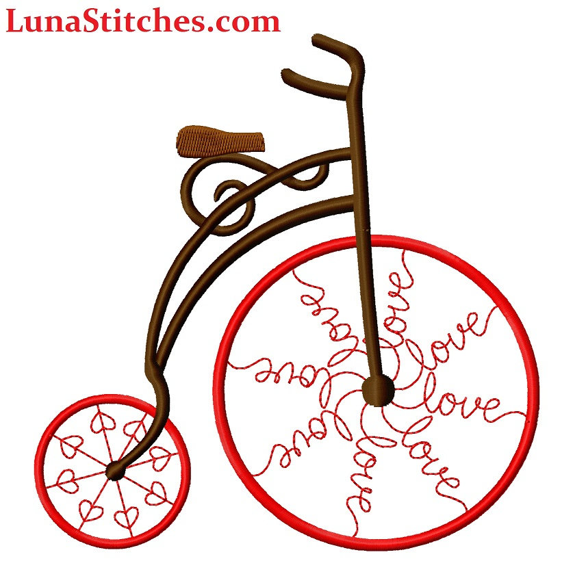 Instant Download Young Love Couple on Bicycle Embroidery Design
