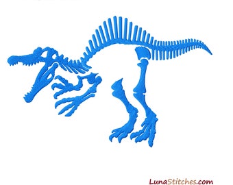 Velociraptor Dinosaur Skeleton Applique Machine Embroidery Design 5x7 and 6x10