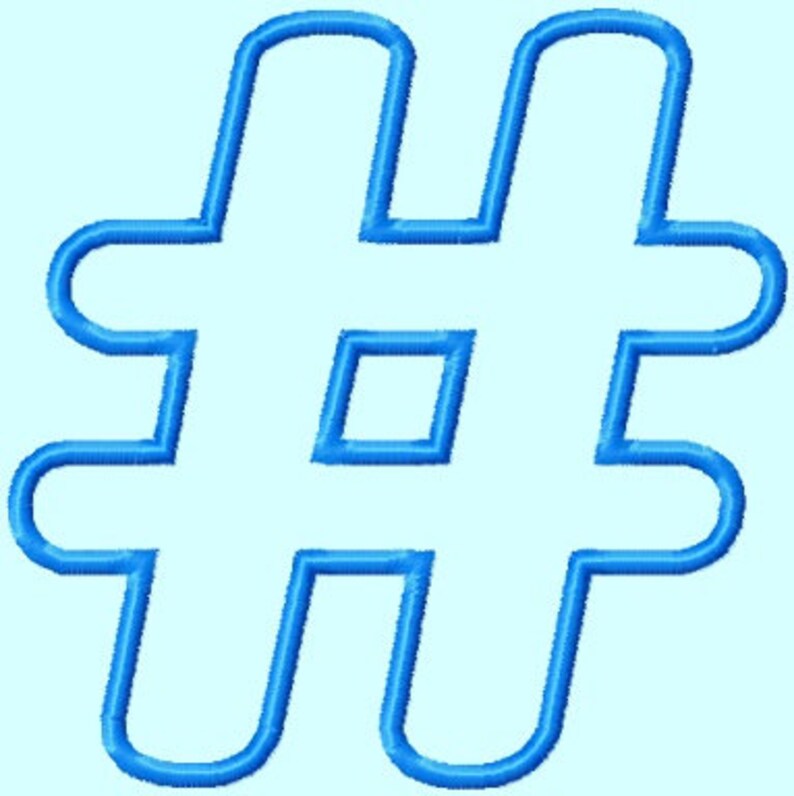 Hashtag Pound Sign Embroidery Applique Designs 23456 Etsy